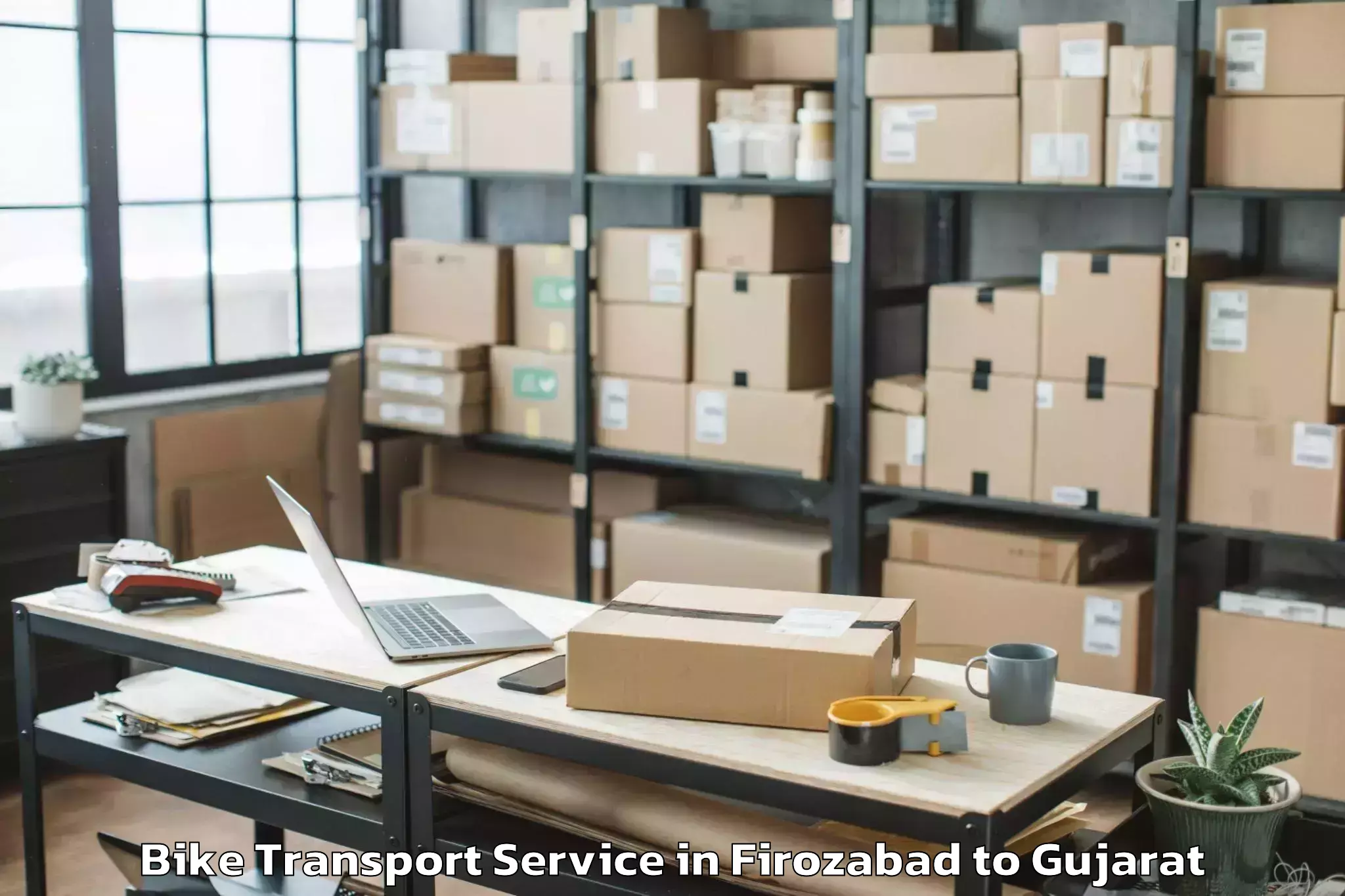 Professional Firozabad to Ranavav Bike Transport